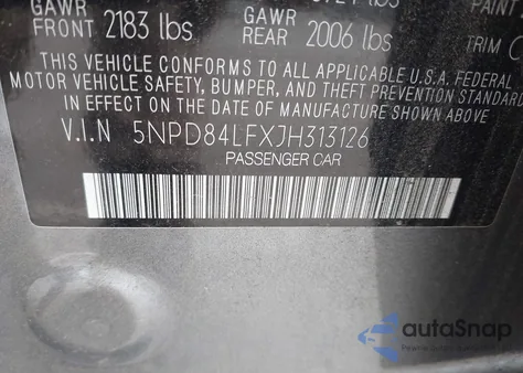 2018 Hyundai Elantra Sel из США, поврежденный, VIN 5NPD84LFXJH313126